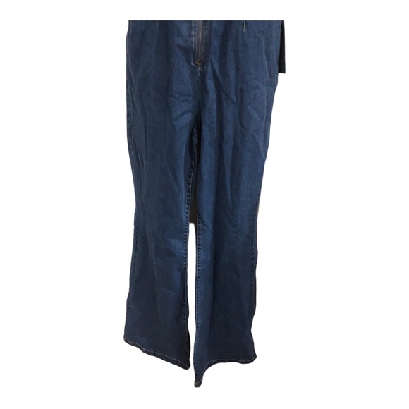 Blue jeans denim zip up flare leg jumpsuit size large new - Picture 12 of 13